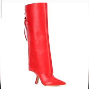 Gianni Bini Moe Leather Foldover Pointed Toe Tall Boots Size 6